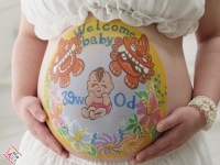 マタニティペイント「シーサーと赤ちゃん」